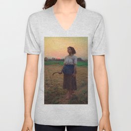 Jules Breton - Song of the Lark V Neck T Shirt