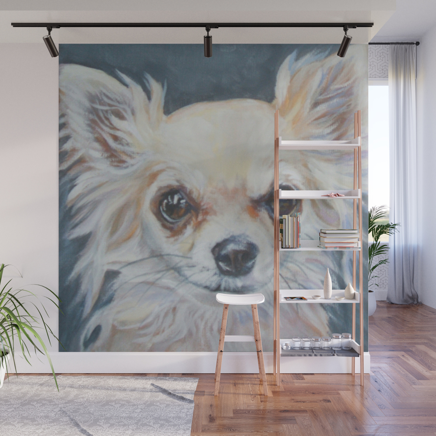 A Longhair Chihuahua Dog Portrait From An Original Painting By