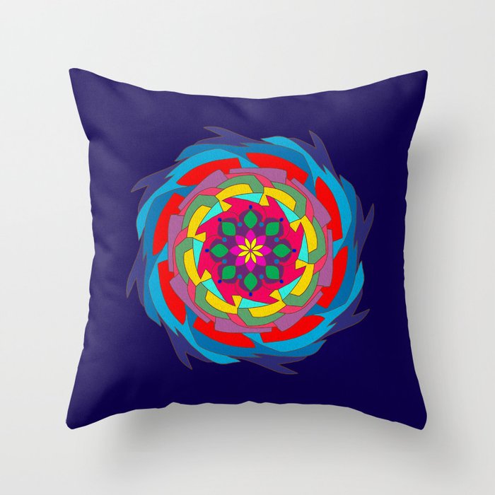 Hybrid Mandala Spinner Throw Pillow