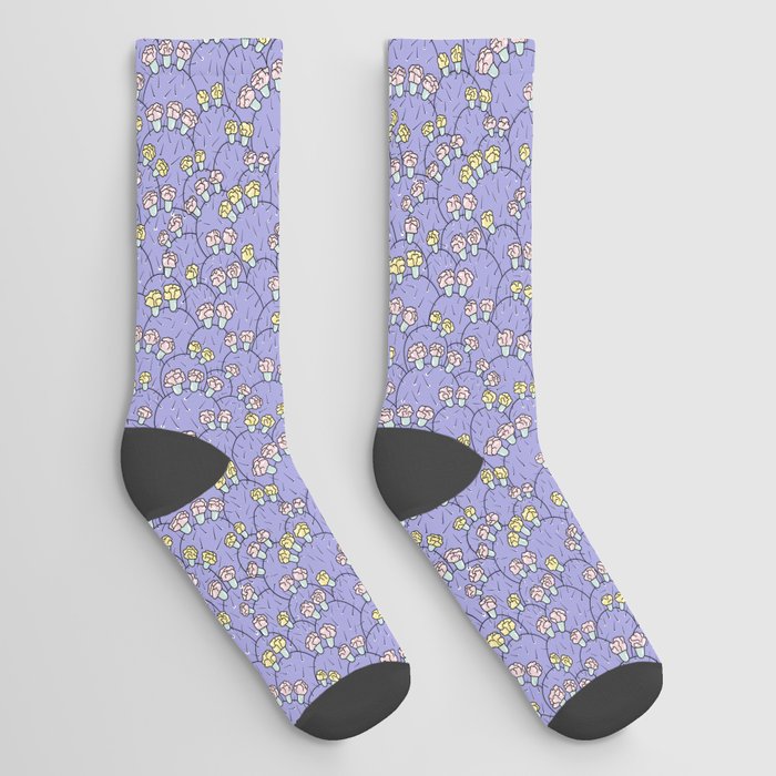 Lilac Cactus Garden Socks