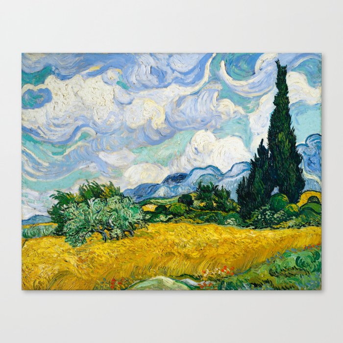 Vincent Van Gogh - Wheat Field with Cypresses Canvas Print