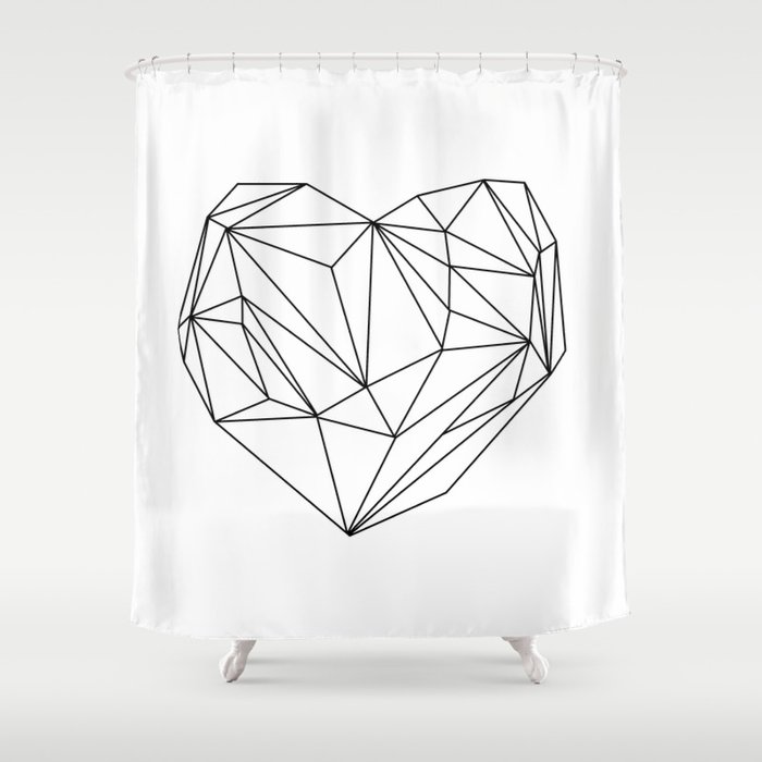 Heart Graphic (black on white) Shower Curtain