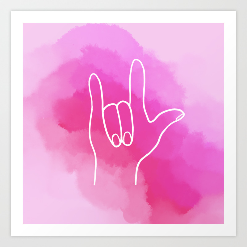 Asl I Love You Sign Language Fuchsia Art Print By Twelvepastseven Society6 Asl I Love You Sign Language Fuchsia Art Print By Twelvepastseven Society6