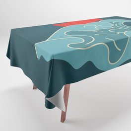 Moon Waves Retro Japanese Art Tablecloth