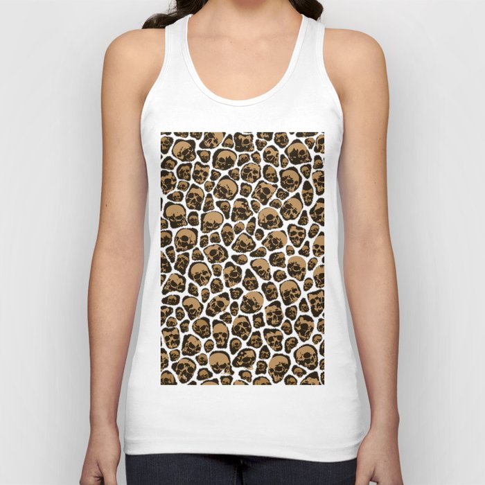 Leopard Print Cheetah Gothic Skulls Animal Fur Pattern Tank Top