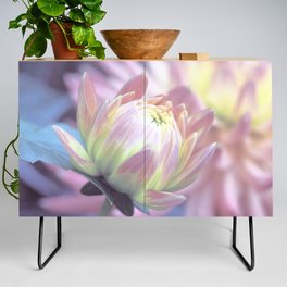 Soft Pastel Dahlia In Pink And Blue Credenza