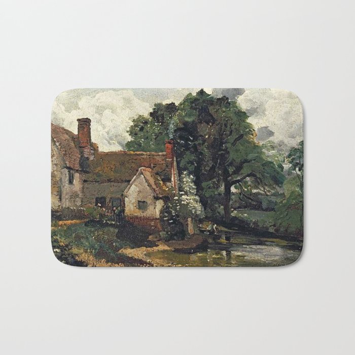 Vintage painting of a house by John Constable Bath Mat