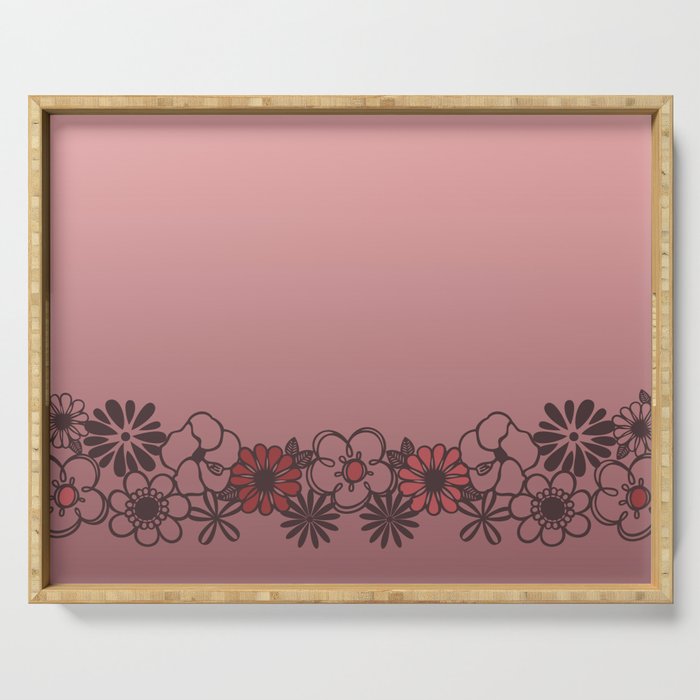 Kitschy Flower Medley Pink Serving Tray