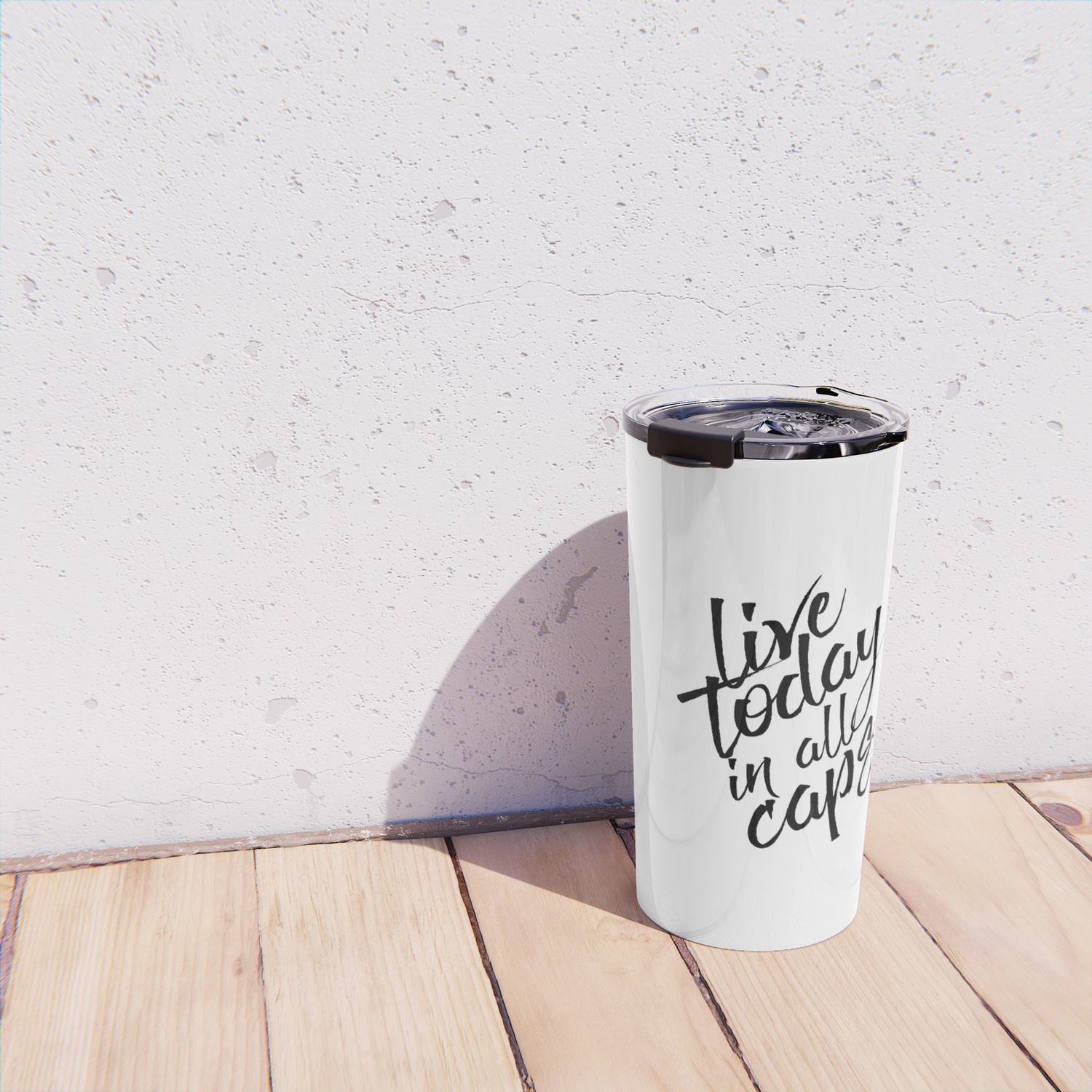 Live Today In All Caps Black And White Nursery Decor Office Decor Bedroom Travel Mug By Nathanmoore209 Society6
