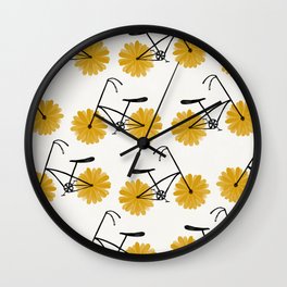 Flower Powered Bike Yellow Daisy Wall Clock