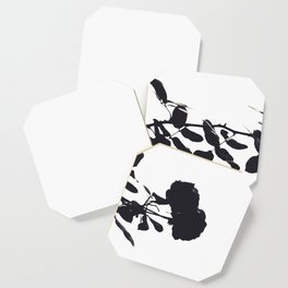 Black and white silhouette of a rose | Nature photography art print Coaster