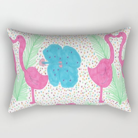 Flamingo Party Pattern Rectangular Pillow