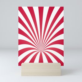 Red White and Pink Stripes Swirl Funnel Vintage Mini Art Print