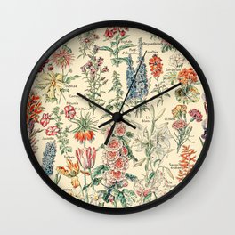 Floral Design, Farmhouse Decor, Botanical Prints, Cottagecore Decor, Plant Art - Wildflower Wall Clock