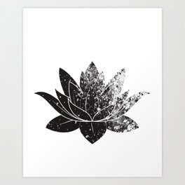 Boho - black and white lotus Art Print