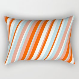 [ Thumbnail: Dark Salmon, Red, Mint Cream, and Powder Blue Colored Lined Pattern Rectangular Pillow ]