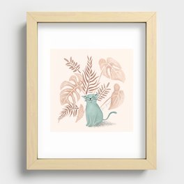 Tropical Happy Cat Recessed Framed Print