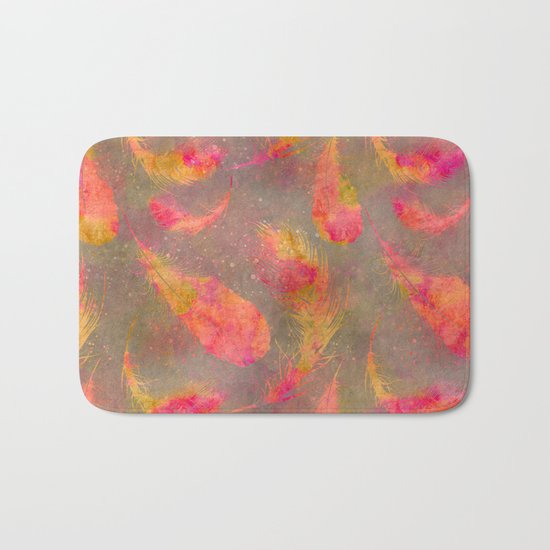 Feather pink and orange Bath Mat
