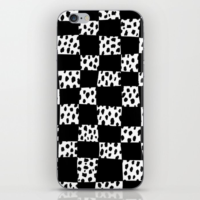 Checkered Dalmatian Polka Dot Pattern (black/white) iPhone Skin