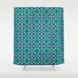Modern abstract geometrical pattern in lavender, black, yellow, purple, turquoise blue, light green, turquoise Shower Curtain