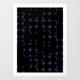 Midcentury modern geometric 01 black Art Print