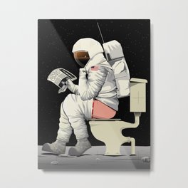 Spaceman On the Toilet Bathroom Restroom Apollo Metal Print