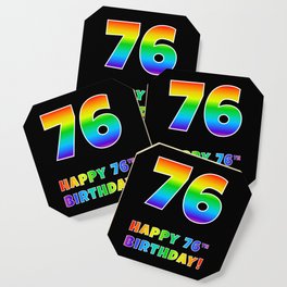 [ Thumbnail: HAPPY 76TH BIRTHDAY - Multicolored Rainbow Spectrum Gradient Coaster ]