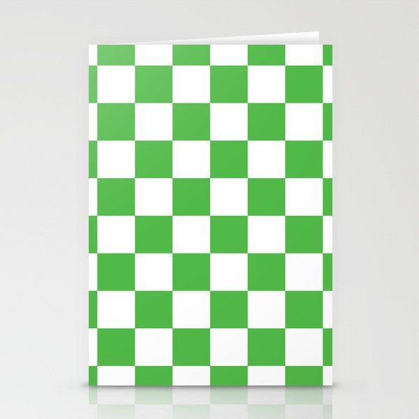 Grass Green Checkerboard Pattern Palm Beach Preppy Stationery Cards