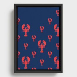 Lobster Squadron on navy background. Framed Canvas