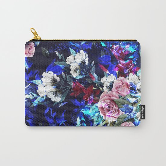 Dark Blue Floral Pattern Carry-All Pouch