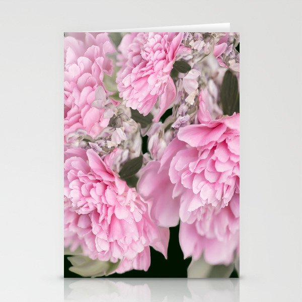 Pink Bouquet On A Black Background #decor #society6 #buyart Stationery Cards