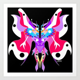 mothman ecopop butterfly cryptid kaiju in winged totonac pattern art Art Print