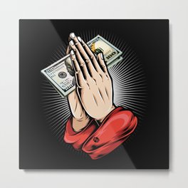 Rubino Money Calling Gangster Entrepreneur Christmas Hip Hop Gift Praying Hands 2  Metal Print | Modernart, Gold, American, Abstract, Money, Pastel, Acrylic, 1913To21, America, Pink 