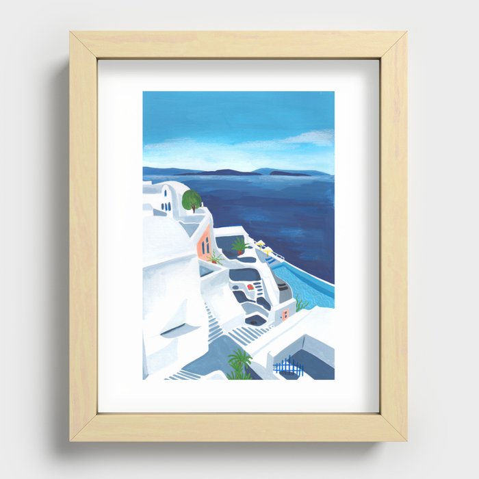 Santorini Coast Recessed Framed Print