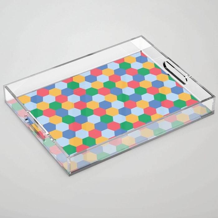 Colorful Hexagon polygon pattern. Digital Illustration background Acrylic Tray
