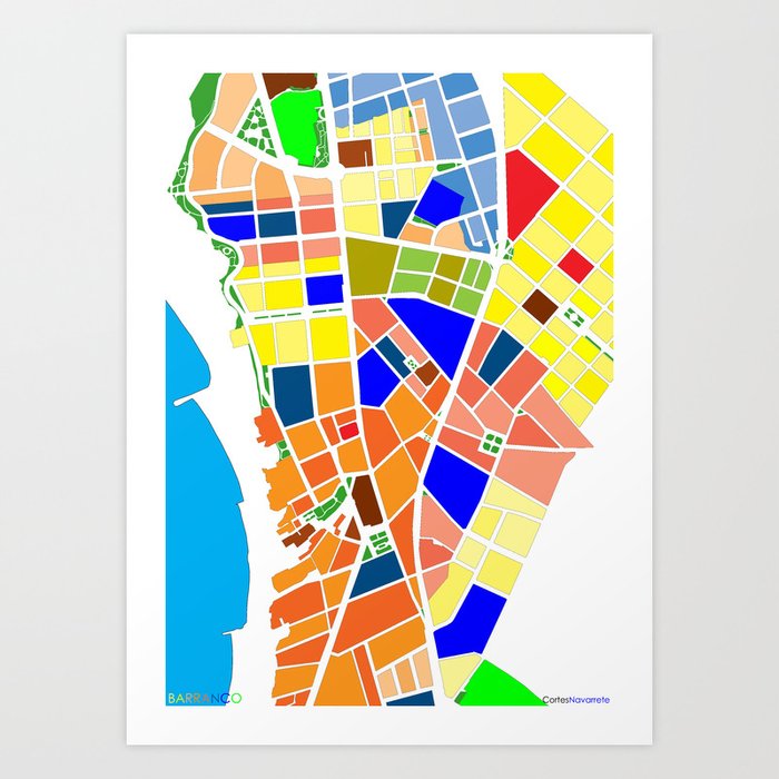 BARRANCO MAP Urban Blocks Art Print