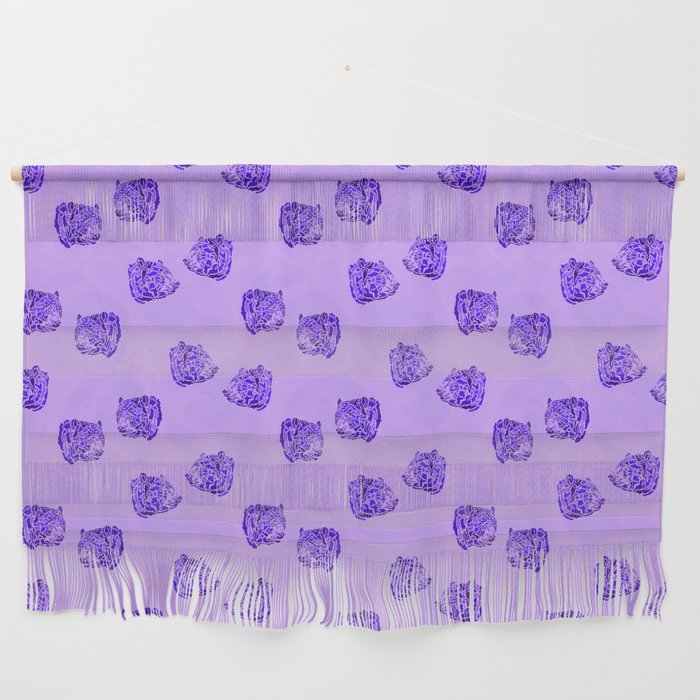pattern with abstract style bear heads in purples Wall Hanging