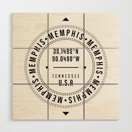Memphis, Tennessee, USA - 1 - City Coordinates Typography Print - Classic, Minimal Wood Wall Art