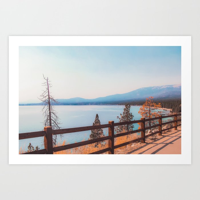 Lake view at Lake Tahoe Nevada USA with mountain background Art Print
