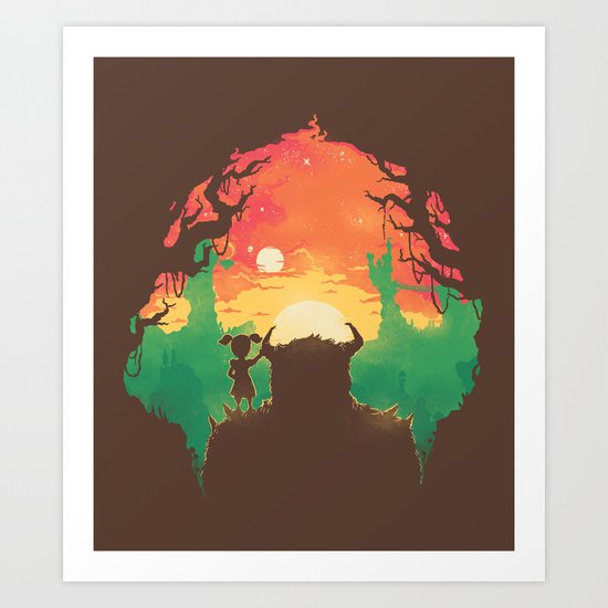 Sunset with a friend Art Print