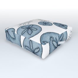 Blue Sand Dollar and Coral Surface Pattern Design Outdoor Floor Cushion