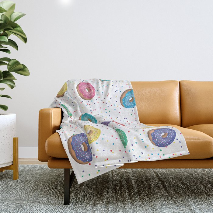 Colorful mini donut pattern Throw Blanket