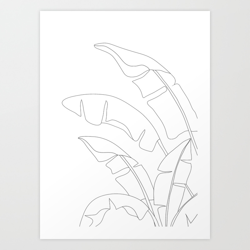 Minimal Line Art Banana Leaves Art Print By Nadja1 Society6,Aesthetic Simplistic Edgy Aesthetic Drawings Easy
