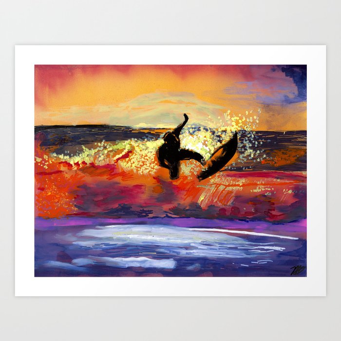 Sunset surf Art Print