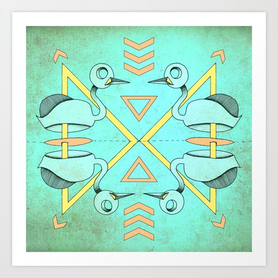 Aztec swan Art Print