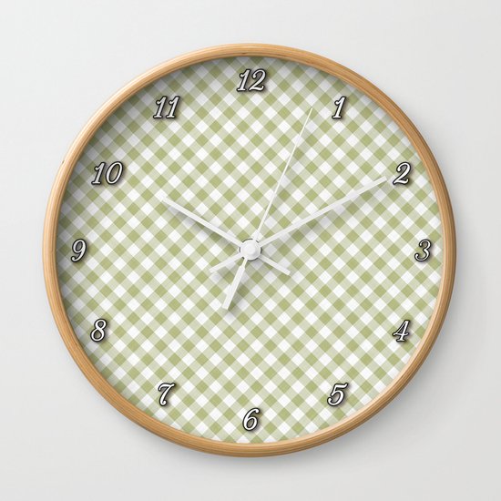 Cactus Garden Gingham 1 Wall Clock