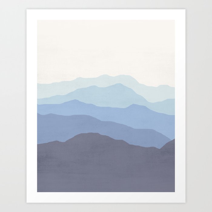 Abstract Blue Landscape Scandinavian Modern Art Art Minimal