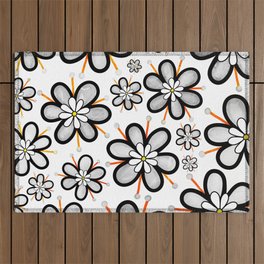 Doodle Daisy Flower Pattern 20 Outdoor Rug