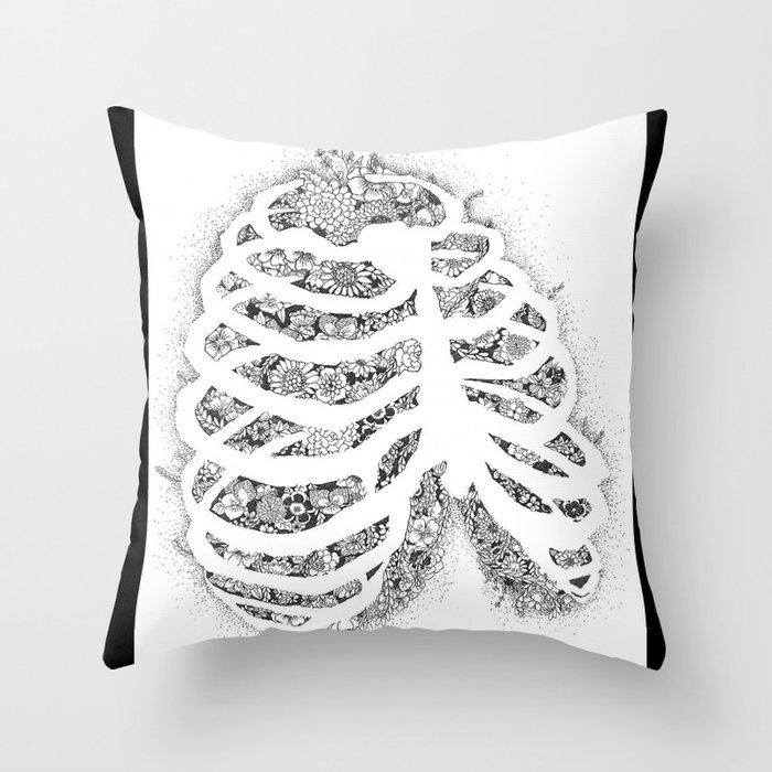 Anatomy Series: Rib Cage Flowers Throw Pillow by zepanda0 ...