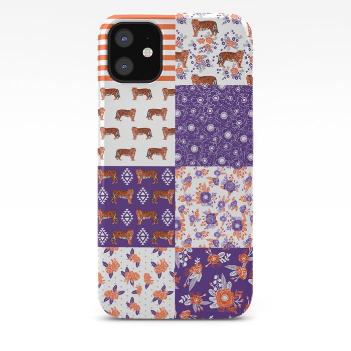 University Clemson Orange And Purple Quilt Pattern Tiger Pattern Gifts College Sports Football Iphone Case